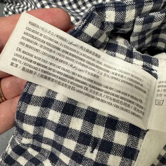 Abercrombie & Fitch Pants Womens Small Blue White Coastal Gingham Linen Blend - Picture 9 of 10